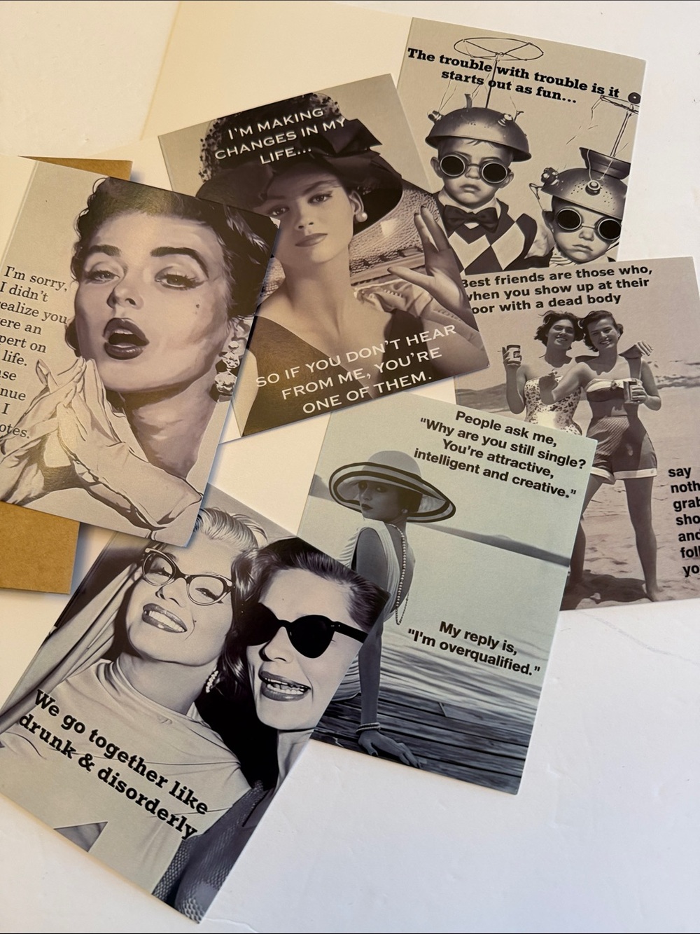 💕5/25💕Vintage-Inspired Black & White Quote Card Choose One
